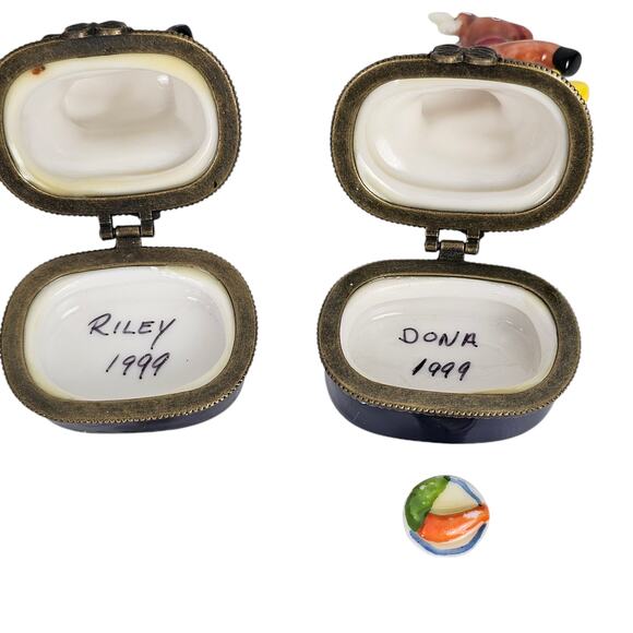 Lot of 4 miniature Christmas holiday boxes china tin resin - Picture 8 of 10